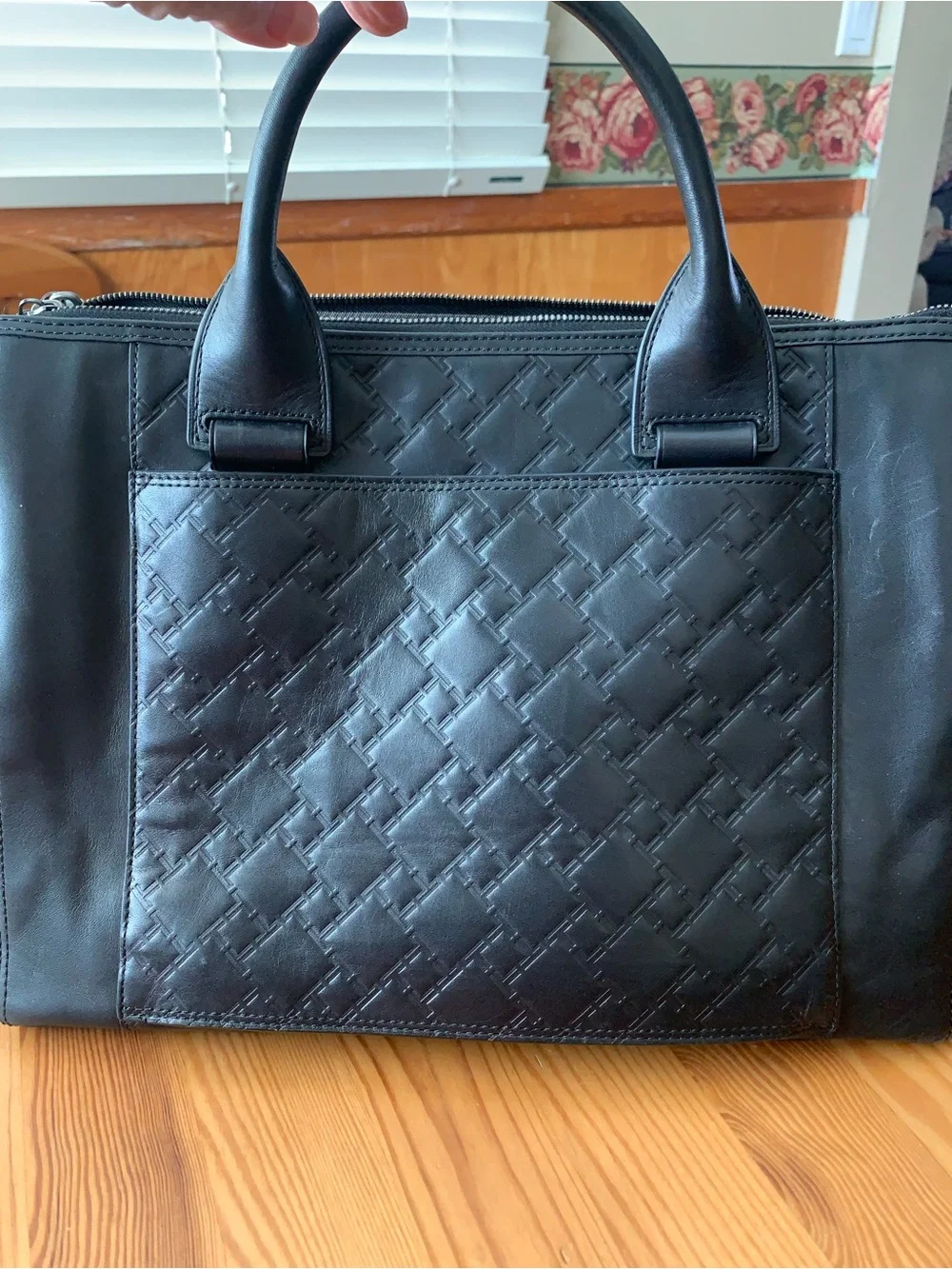 Tumi Black Quilted Leather Laptop Satchel